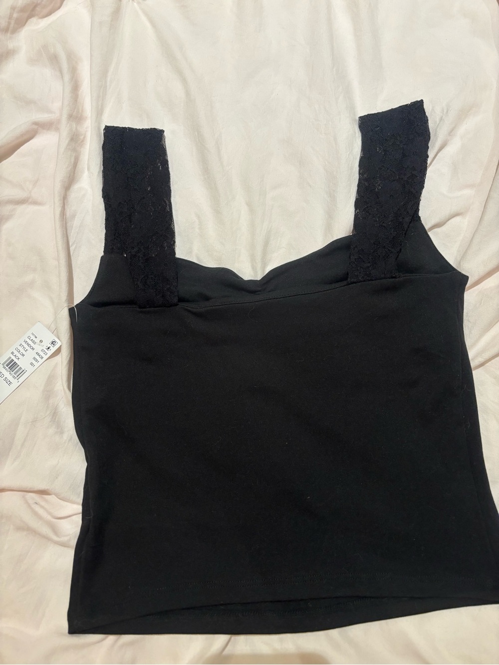 Black Lace-Strap Crop Top